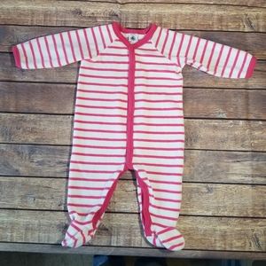 Petit Bateau velour striped footie